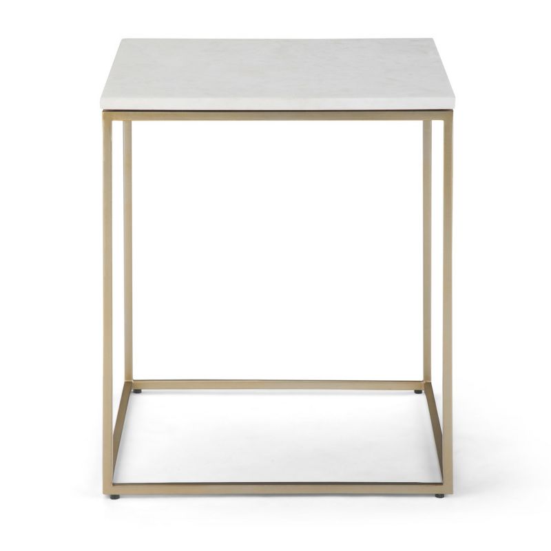18" Holmes Accent Table White/Gold - WyndenHall