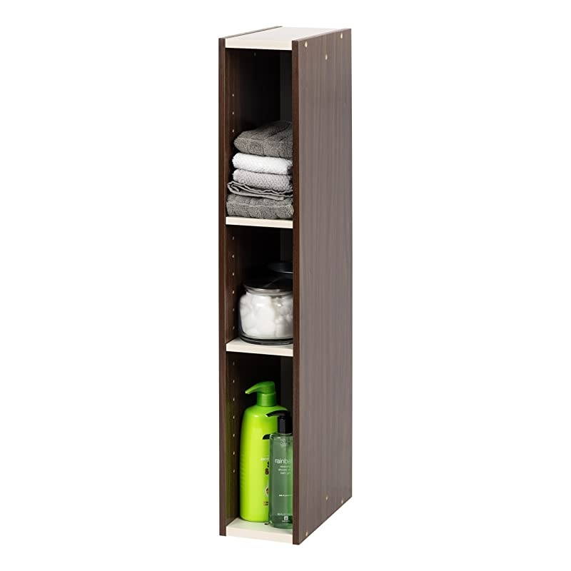 Slim Space Saving Shelf with Adjustable Shelves 6W x 34H 6Inch Walnut Brown