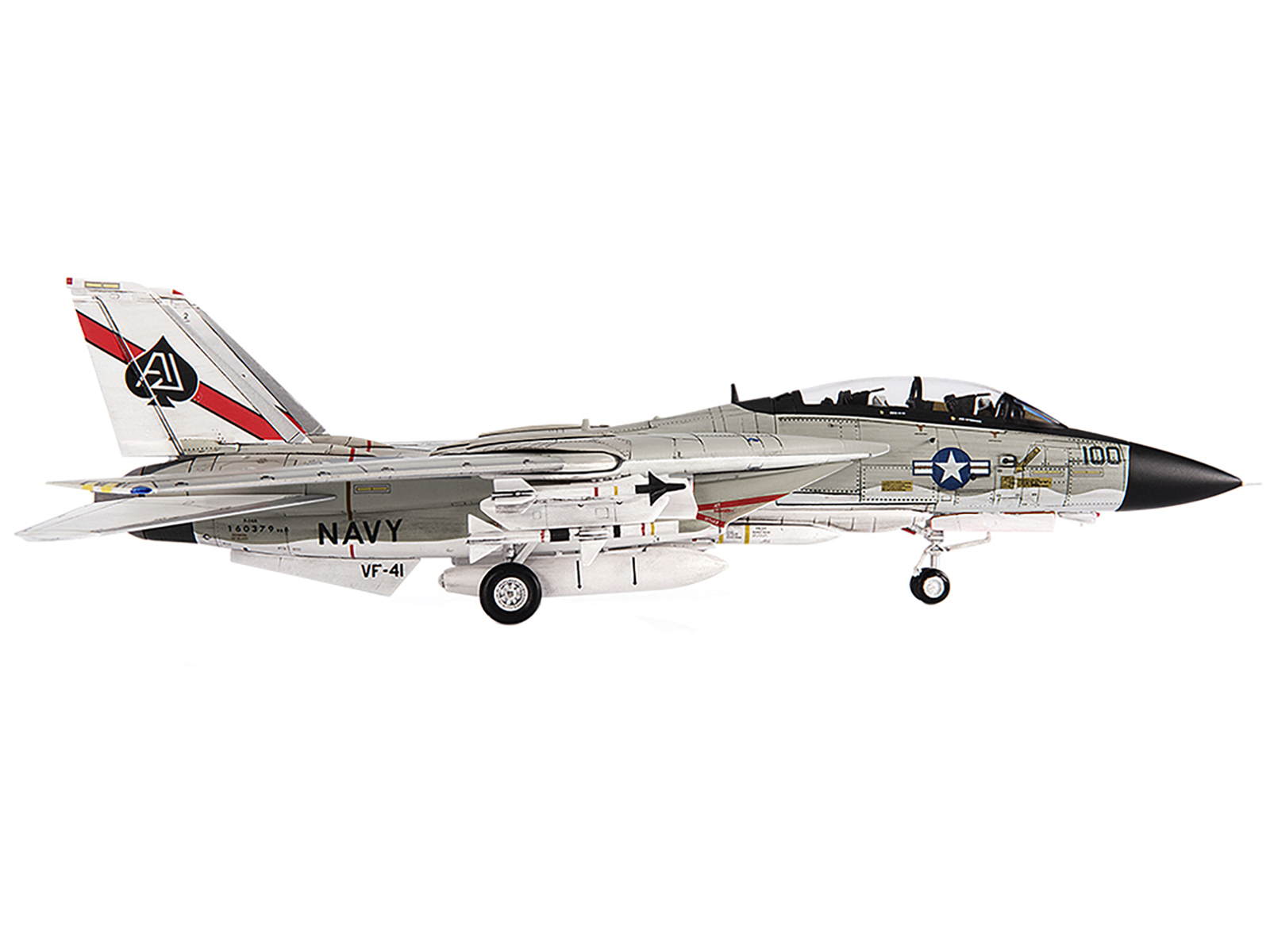 Grumman F-14B Tomcat Fighter Aircraft "VF-103 Jolly Rogers USS George Washington" (2000) United States Navy "Air Power Series" 1/72 Diecast Model by Hobby Master