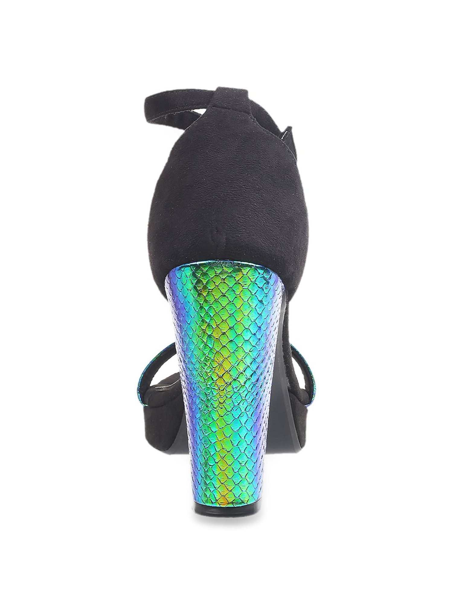 Mochi Women's Black Ankle Strap Sandals