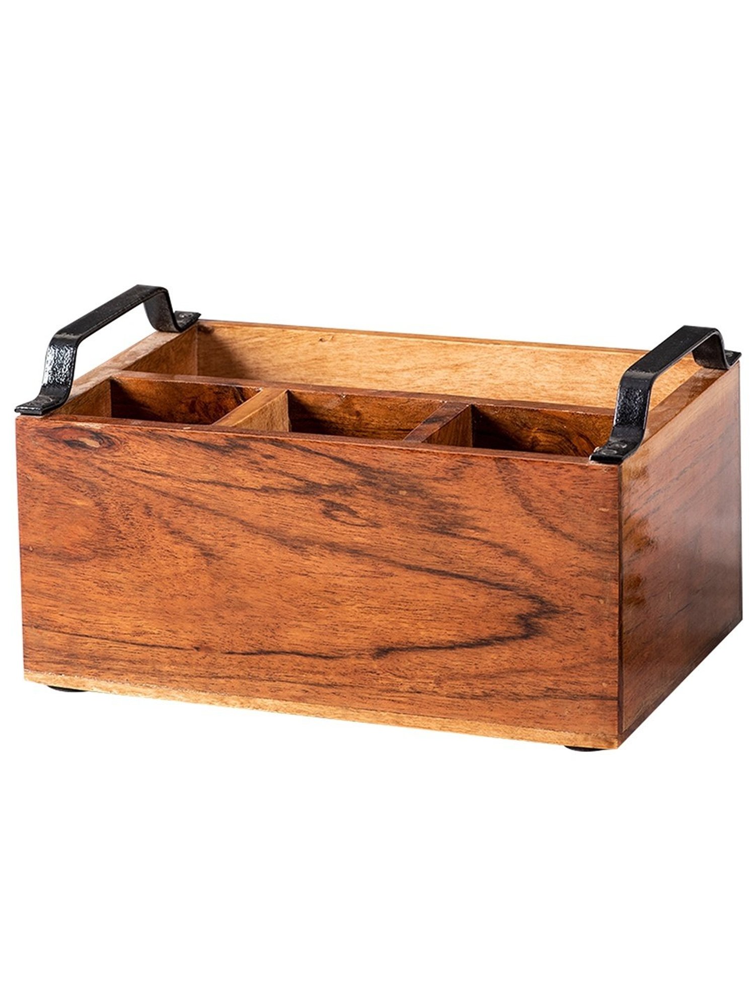 Nestroots Brown Wood Cutlery Holder & Cheese Board Combo