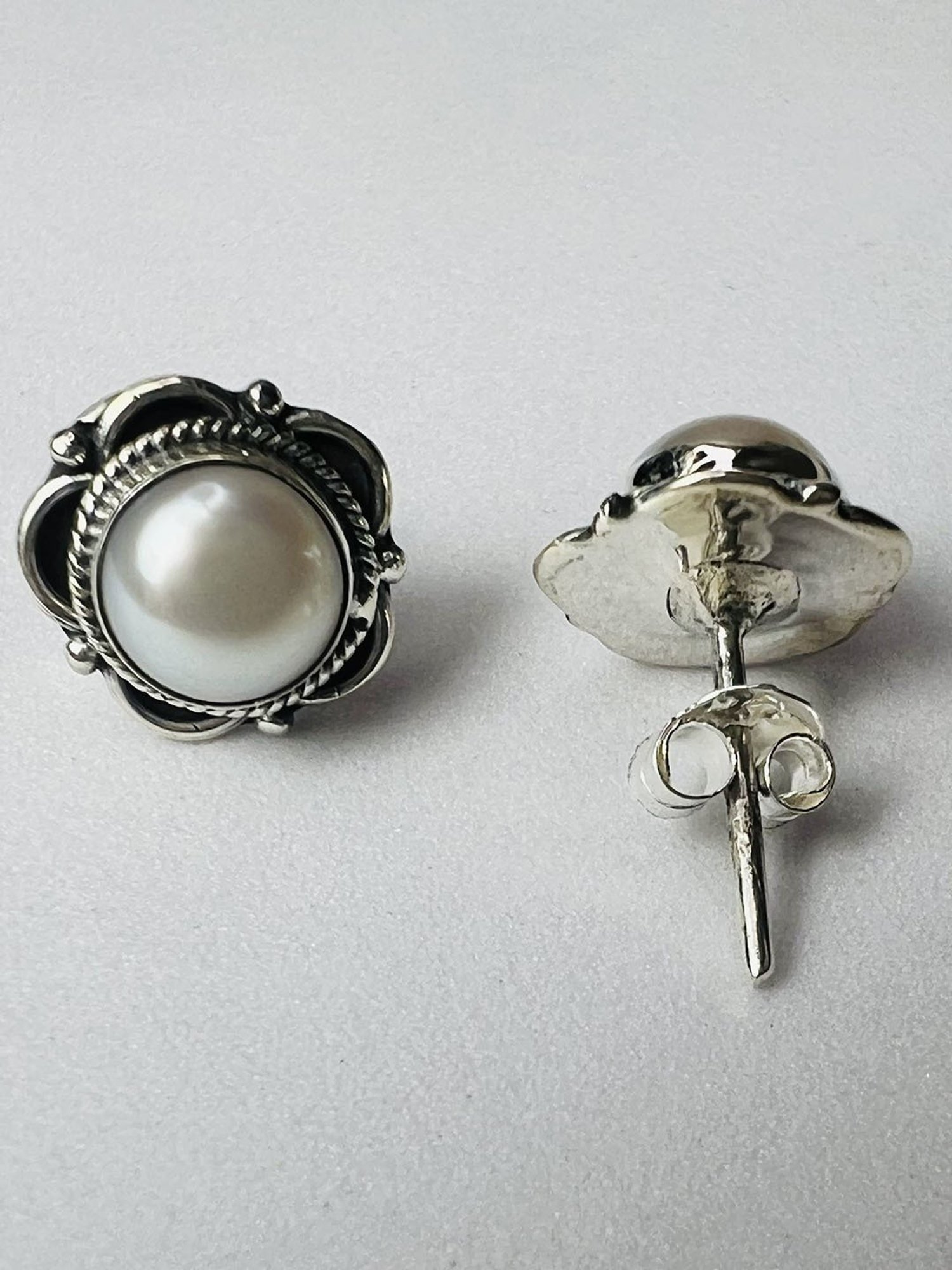 Arte Jewels 925 Sterling Silver Pearl Stud Earrings for Girls & Women