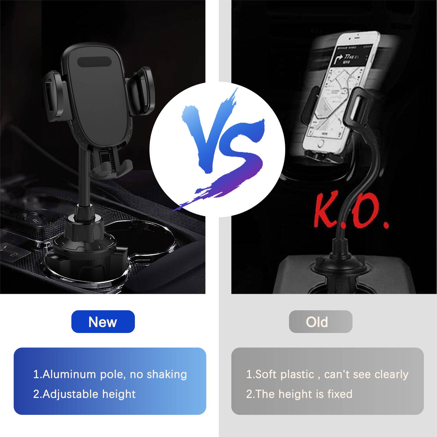 Donwell Cup Holder Phone Mount ,360&deg;Adjustable Gooseneck Car Mount for  iPhone 12/11/XR/X/8/7/6/SE, for Samsung Galaxy S21/S20/S10/S9/S8/S7/Note 20/10/9/8, for LG, MOTO, etc (Black)