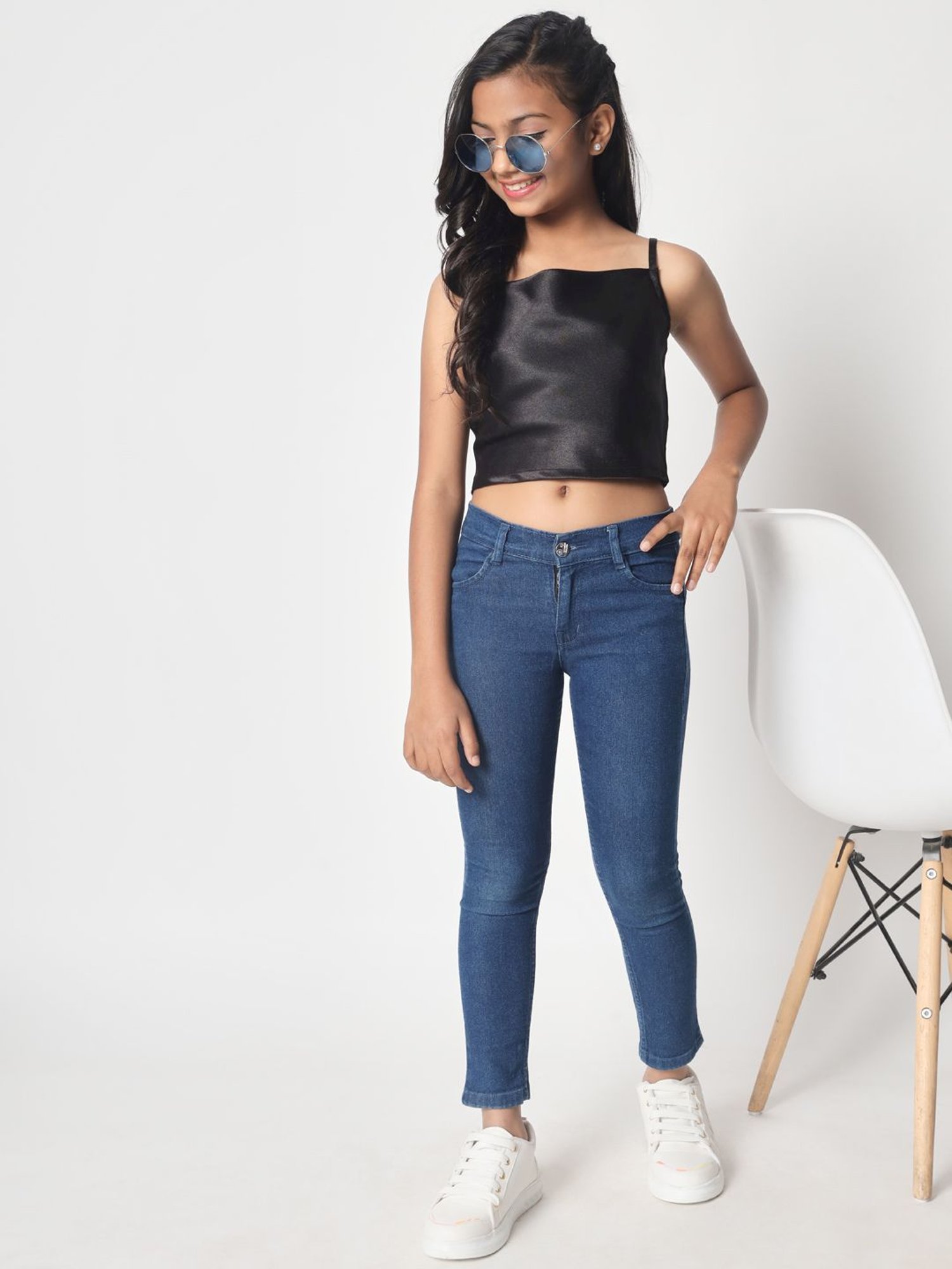 studiorasa Kids Black Fitted Fit Top