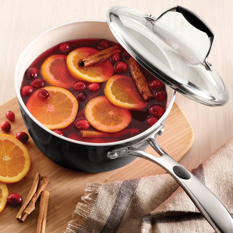 Tramontina Gourmet Ceramica Deluxe 3qt Sauce Pan with Lid Metallic Black