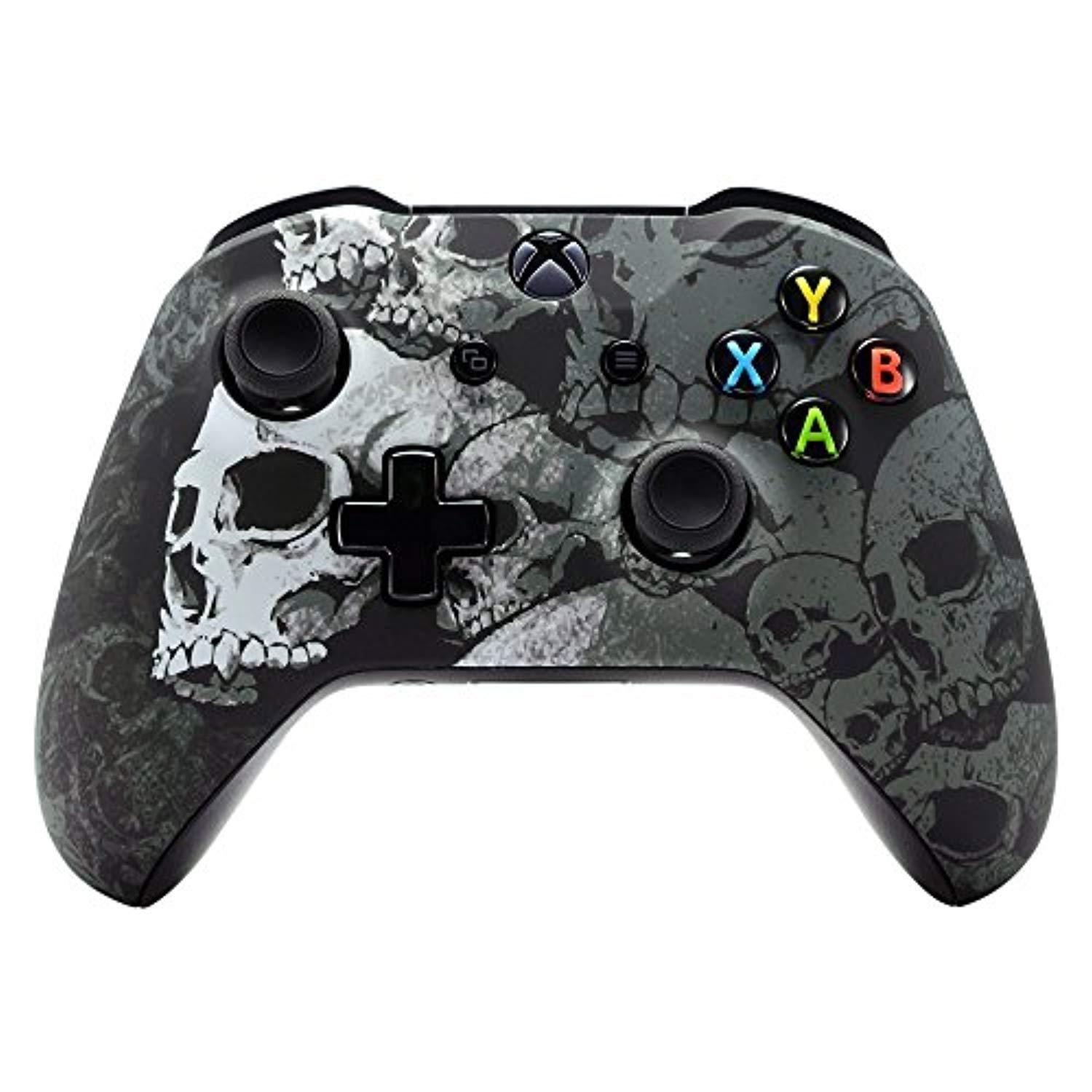 extremerate hydro dipped softtouch front housing shell faceplate cover for xbox one s & xbox one x controller (lonely skull 1)
