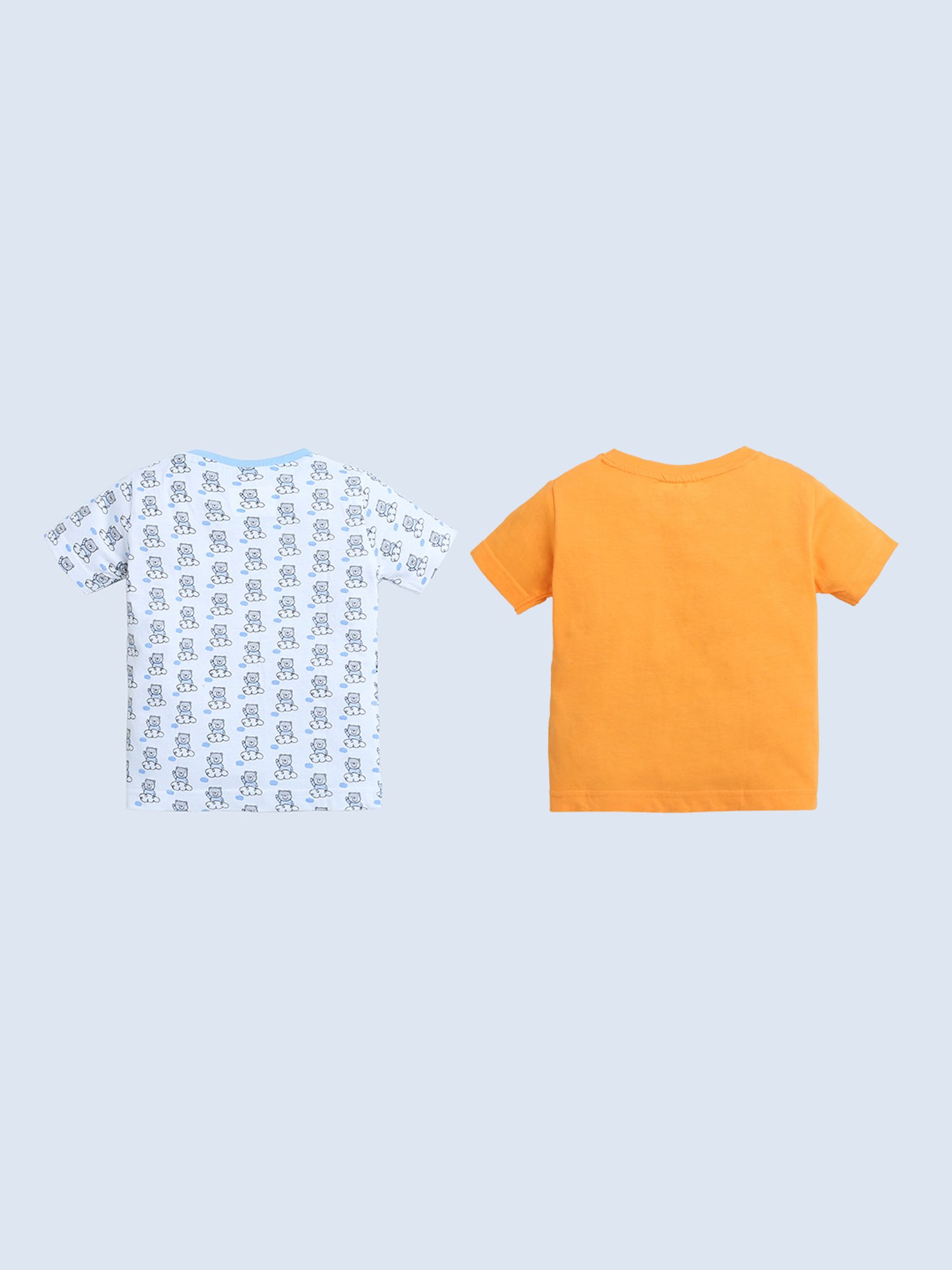 Bumzee Kids Orange & White Printed T-Shirt (Pack Of 2)