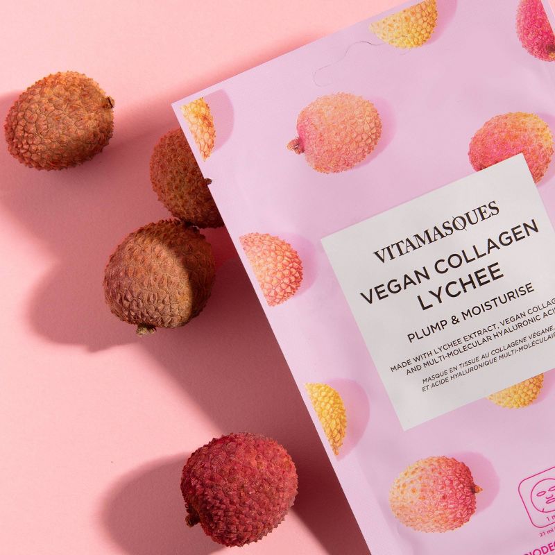Vitamasques Vegan Collagen Lychee Sheet Mask - 0.71 fl oz