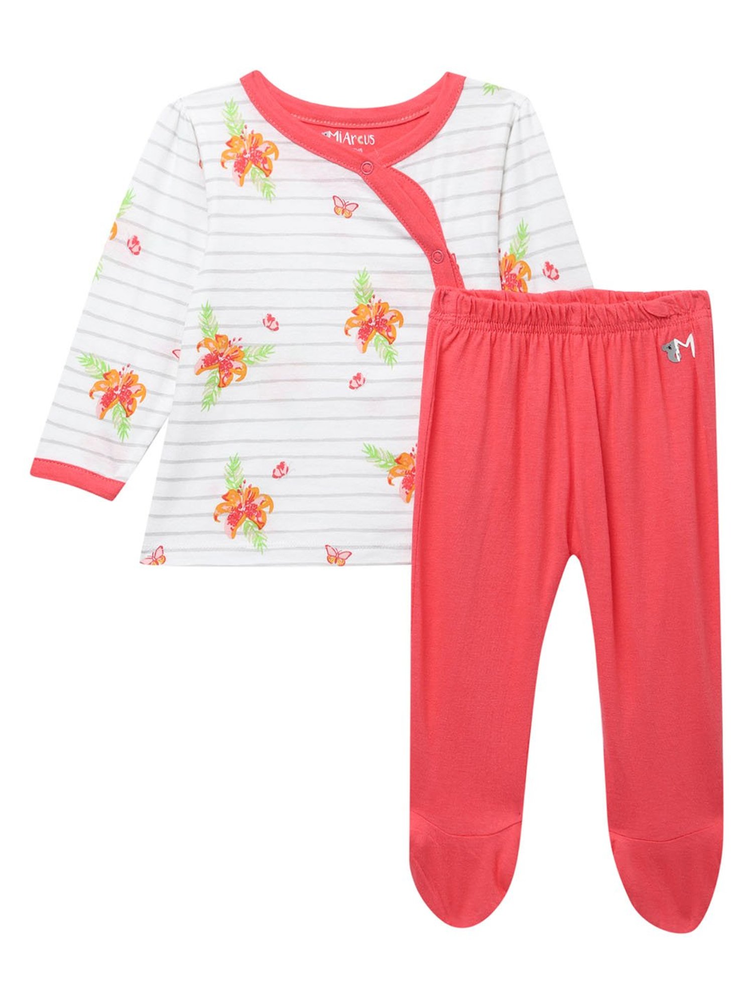 MiArcus Kids Red Printed 2 Full Sleeve Tee & Pajama