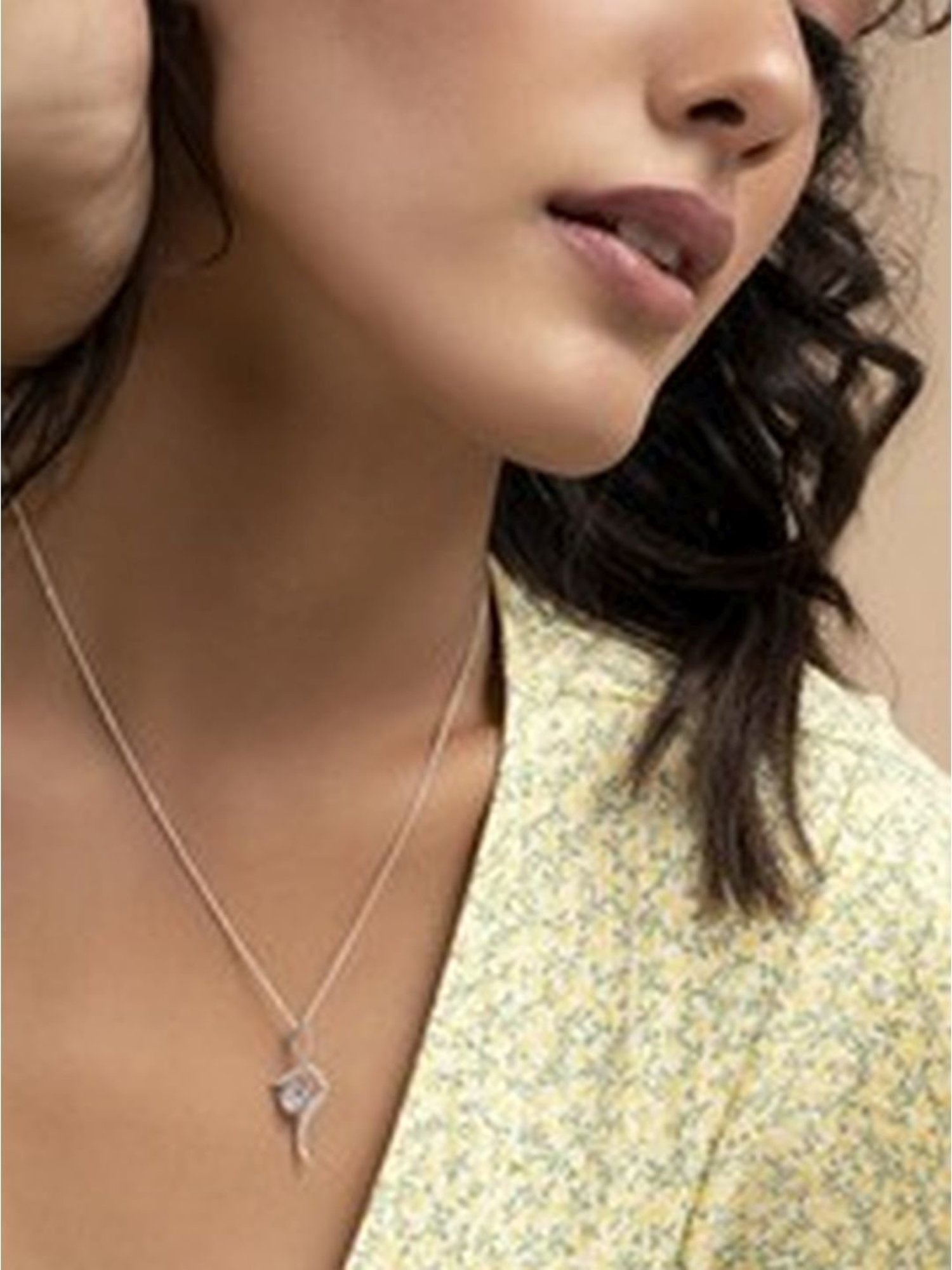 March by FableStreet 92.5 Sterling Silver Studded Curl Pendant for Women