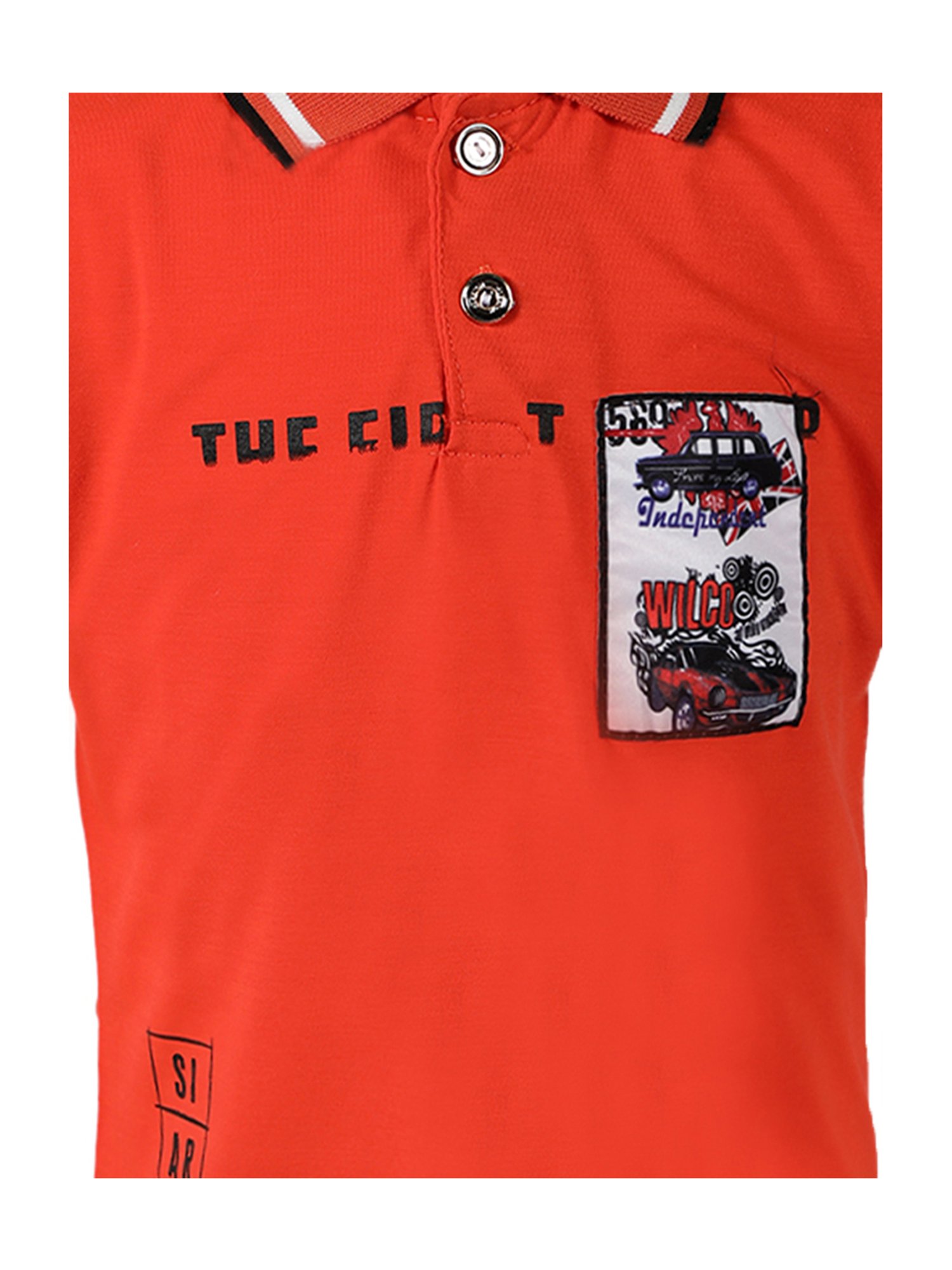 Passion Petals Boys Orange Cotton Printed Polo T-Shirt