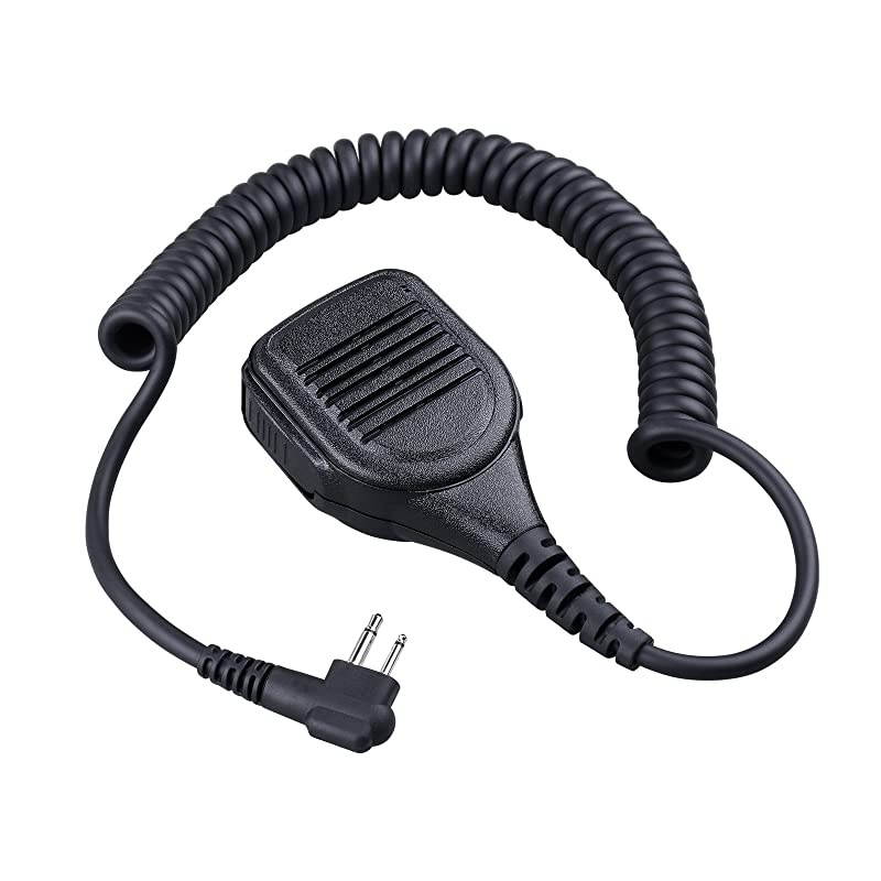 Speaker Mic, Waterproof IP55 Handheld Shoulder Mic with External 3.5mm Earpiece Jack, Compatible with 2.5mm/3.5mm 2-Pin Motorola Two-Way Radios