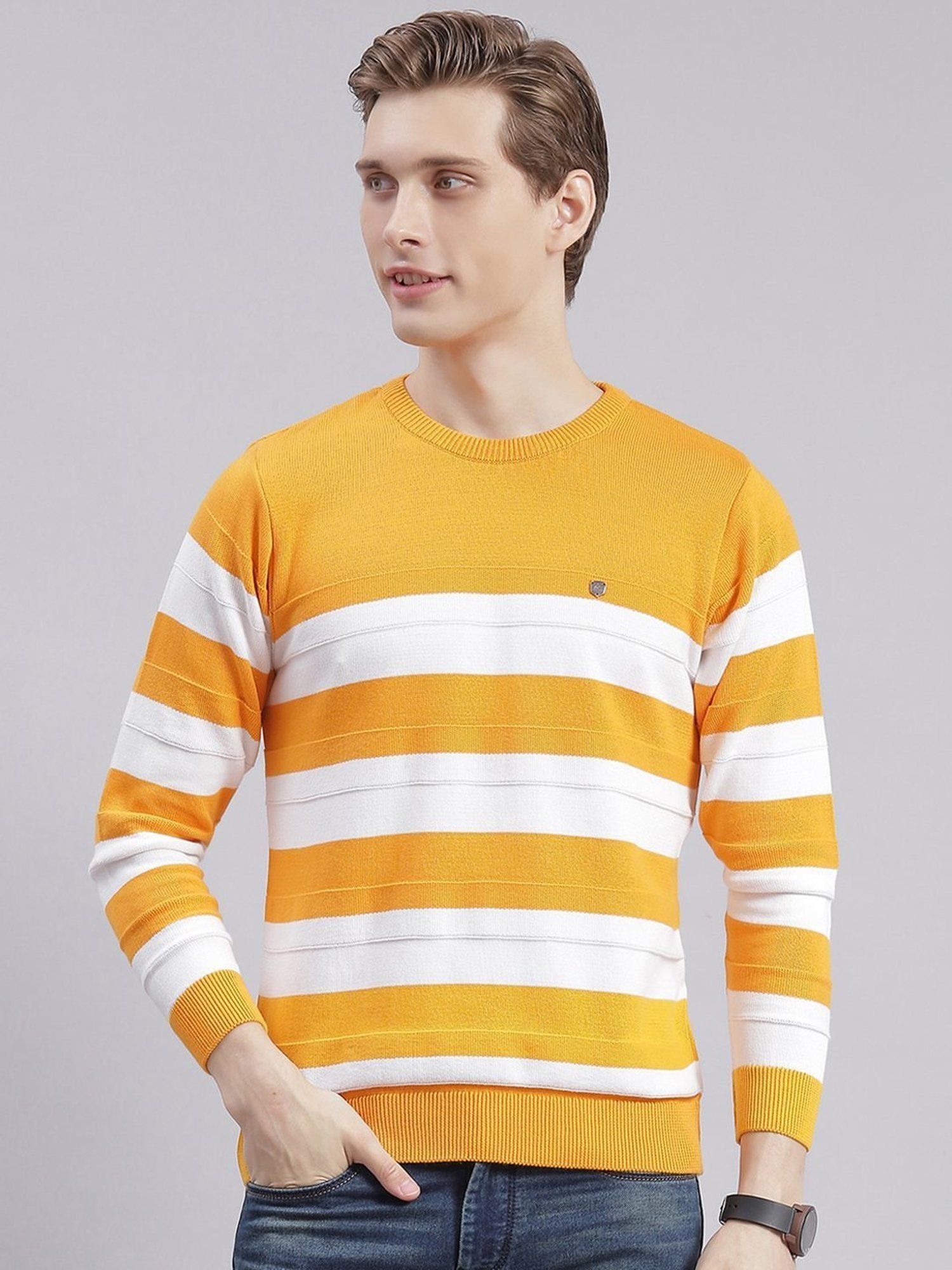 Duke Wine Self Striped Sweater