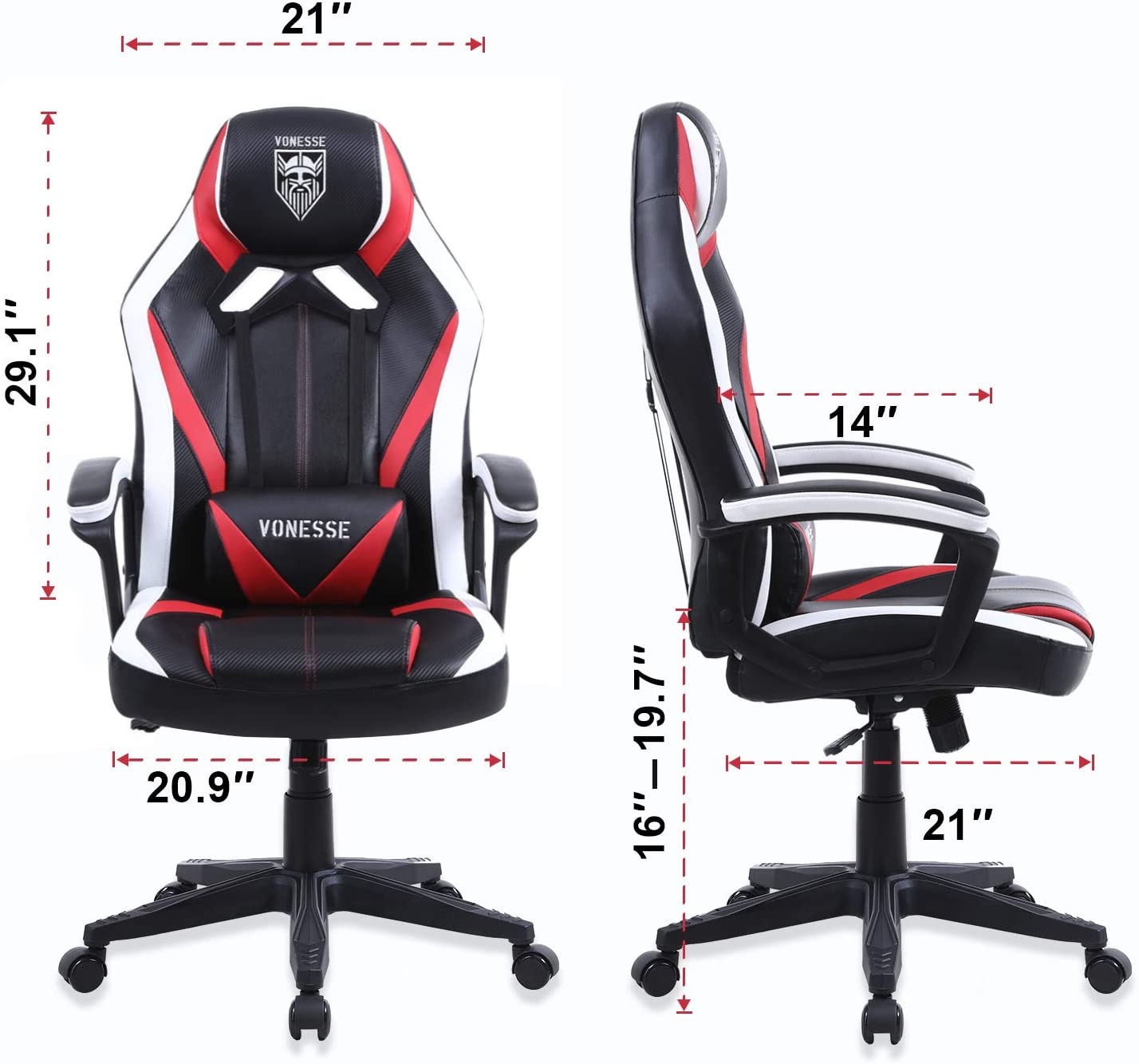 Vonesse Green Gaming Chair, Gaming Desk Chair for Teens, Computer Chair with Massage, High Back Home Office Desk Chairs, Big and Tall Gamer Chair, Computer Desk Chair, Game Chair for Kids (Green)