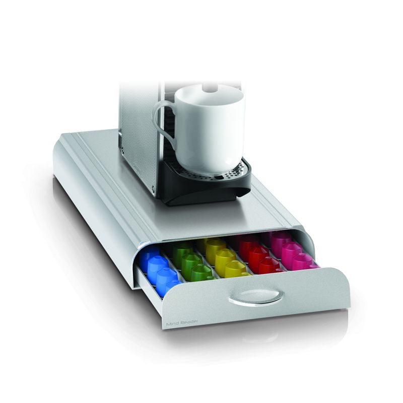 MIND READER Single Drawer Coffee Pod Holder [50 Capacity] (SILVER)