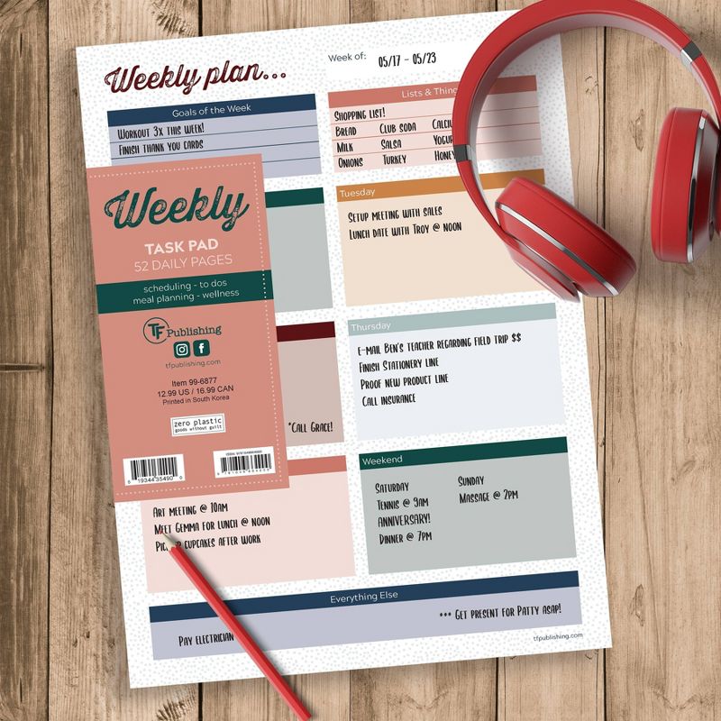 Undated Planning Pad 9" x 12" Weekly Boho - The Time Factory