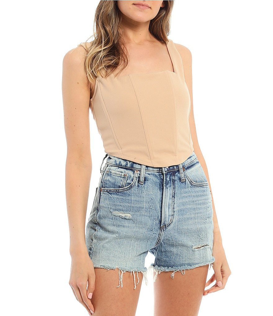 June & Hudson Floral Asymmetrical Button Front Tank Top