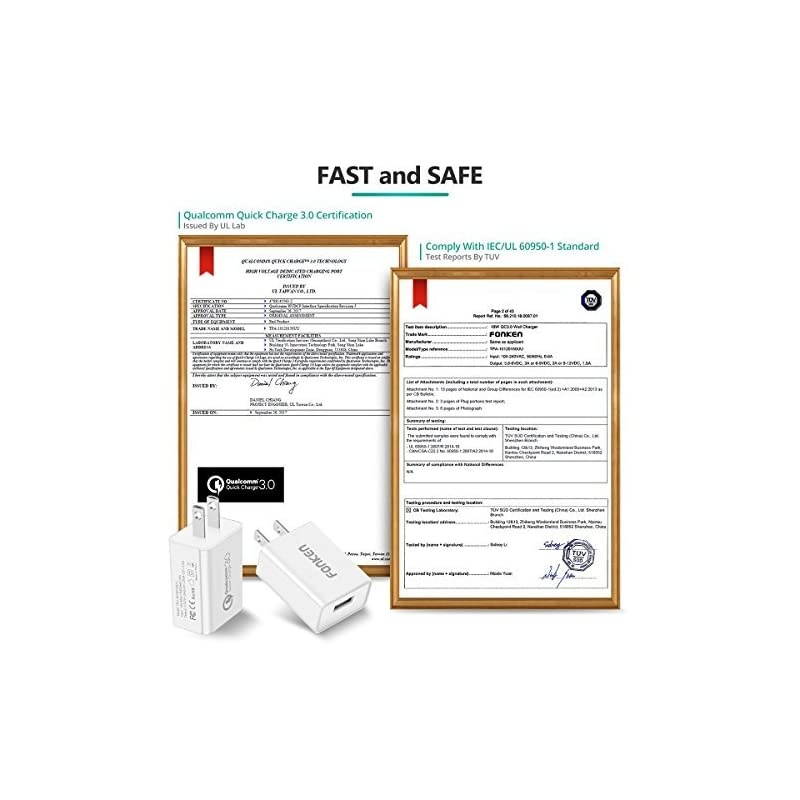 3Pack Quick Charge 30  18W 3Amp USB Wall Charger QC 2030 Adapter Fast Charger Plug Compatible with Samsung Galaxy S7 S6 Note 54 LG G5 V10 Nexus 6HTC10 White