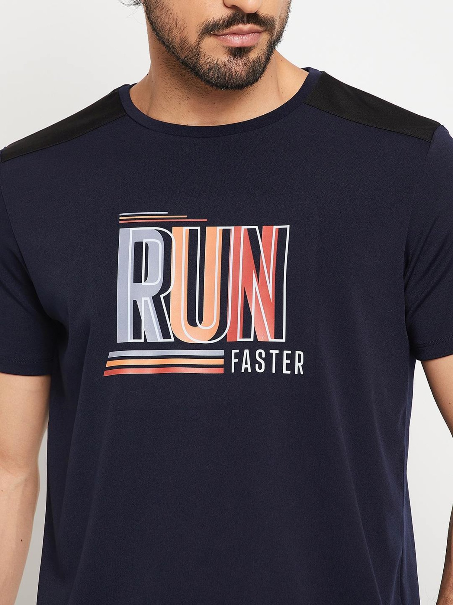 EDRIO Black Relaxed Fit Printed T-Shirt