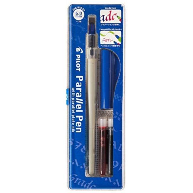 pilot parallel pen 2color calligraphy pen set, with black and red ink cartridges, 6.0mm nib 90053
