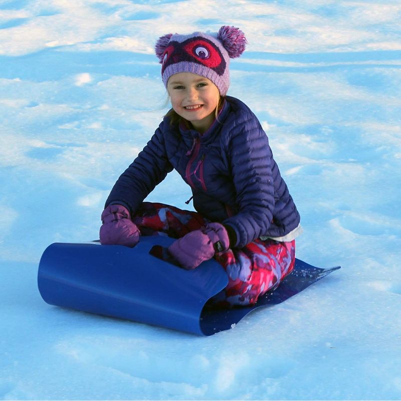 Flexible Flyer Flying Carpet Lightweight Roll-Up Portable Plastic Snow Sled Slider for Kids and Adults Ages 4 and Up, Blue