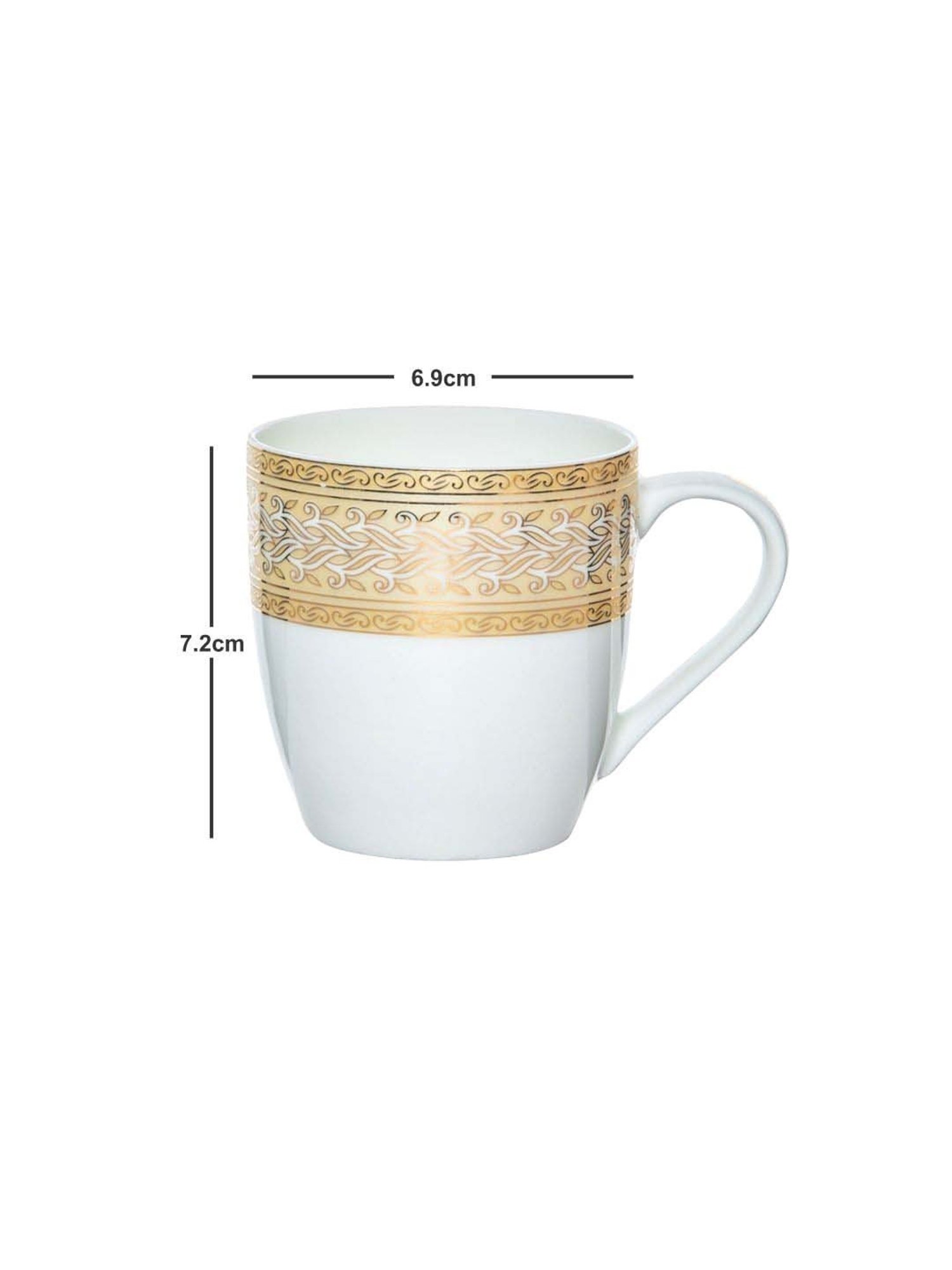 SONAKI White & Golden Bone China Tea Cup (0.17 L) - Set of 6