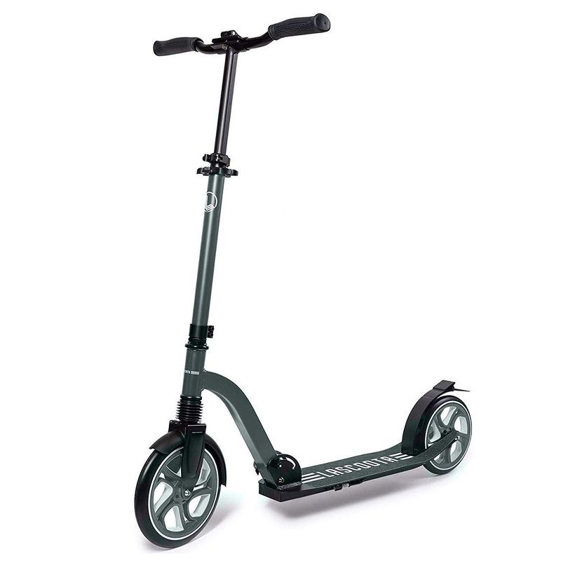 LaScoota Premium Adult Teen Adjustable Portable Folding Kick Scooter with Wide Non Slip Deck and Carry Strap for Age 20 Year and Up, Gray