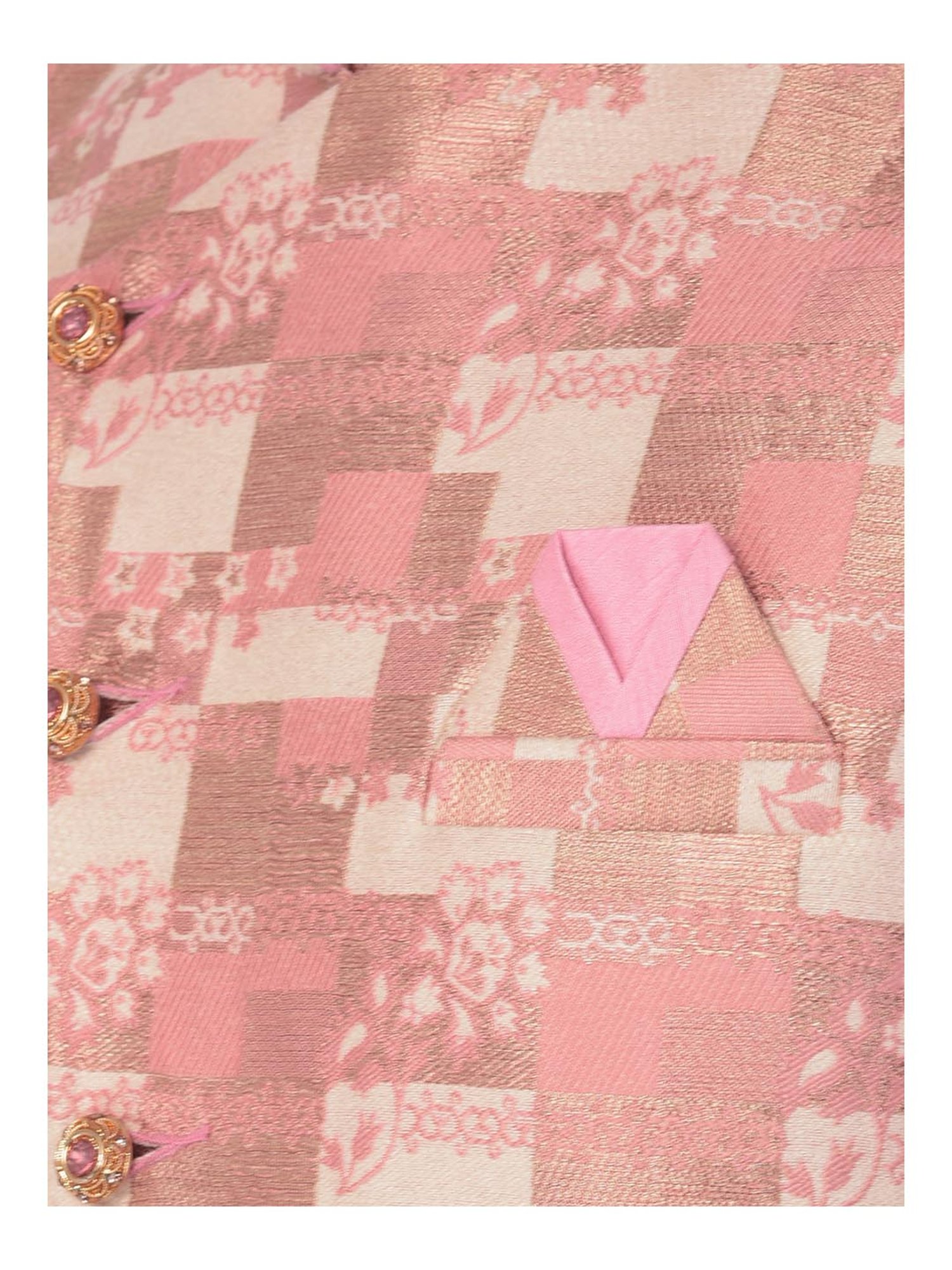 SG RAJASAHAB Peach Printed Kurta & Pant Set With Jacket