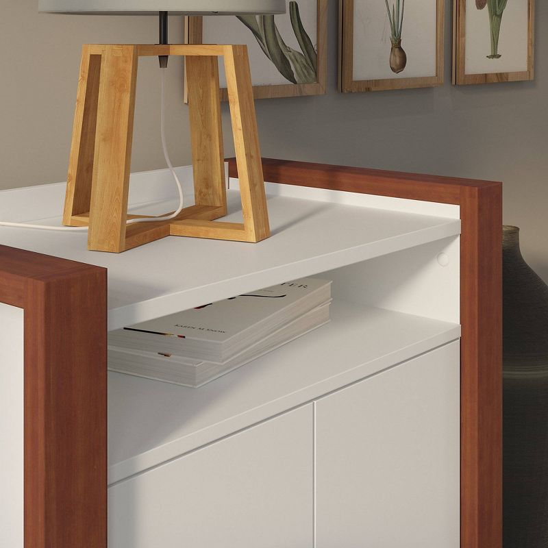 Voss 2 Door Accent Storage Cabinet Cotton White and Serene Cherry - Kathy Ireland Home