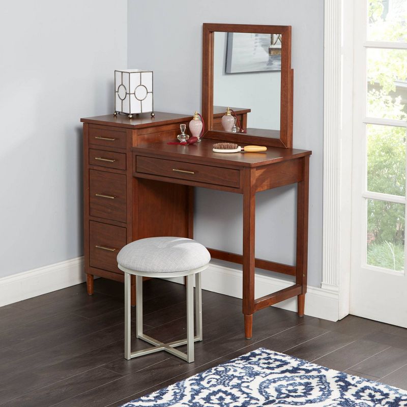 Metal Vanity Seat with Cushion Gray - Silverwood