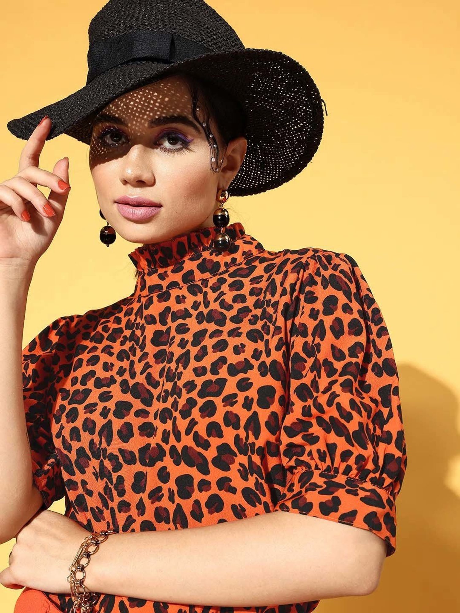 Melon by PlusS Orange Animal Printed Round Neck Top