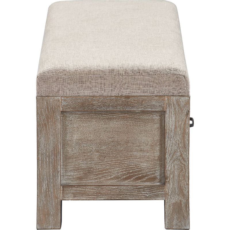 Cottage Upholstered Storage Bench Weathered Ash - ClickDecor