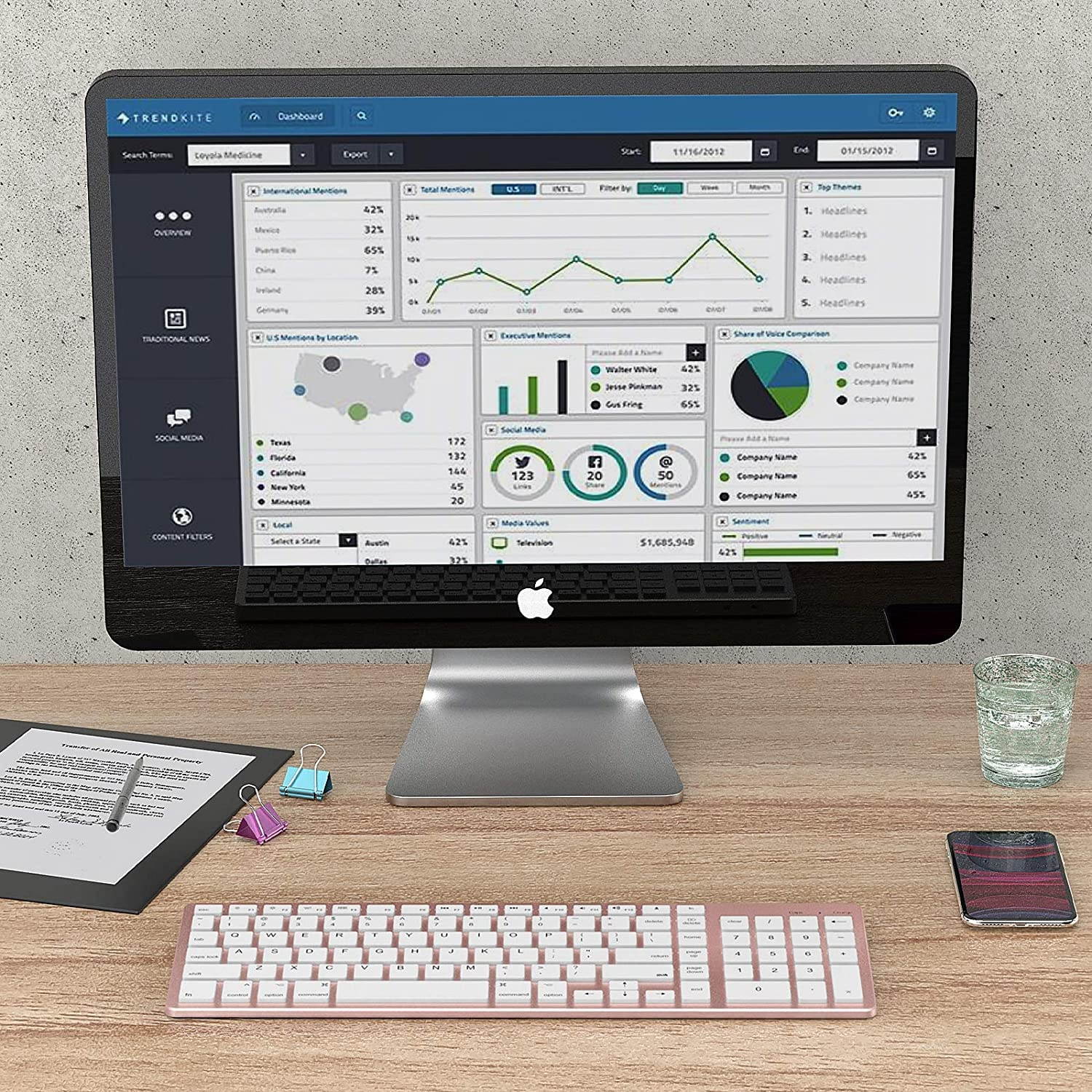 Bluetooth Keyboard for Mac OS, Jelly Comb Ultra Slim Wireless Keyboard for Mac OS/iOS/iPad OS Rechargeable Bluetooth Keyboard MacBook, MacBook Air/Pro iMac, iPhone, iPad Pro - Rose Gold