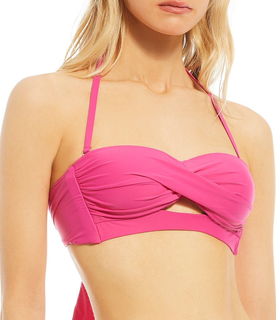 Antonio Melani Solid Keyhole Twist Bandeau Swim Top