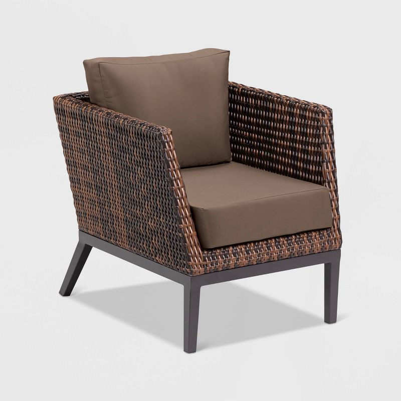 Salino Woven Resin Wicker Patio Club Chair - Brown - Oxford Garden