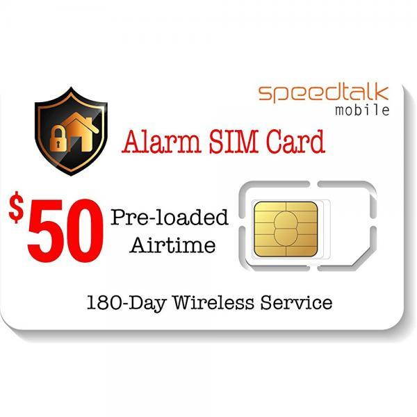 $50 Prepaid Alarm SIM Card for GSM Home Security Alarm System - No Contract- 180-Day Wireless Service