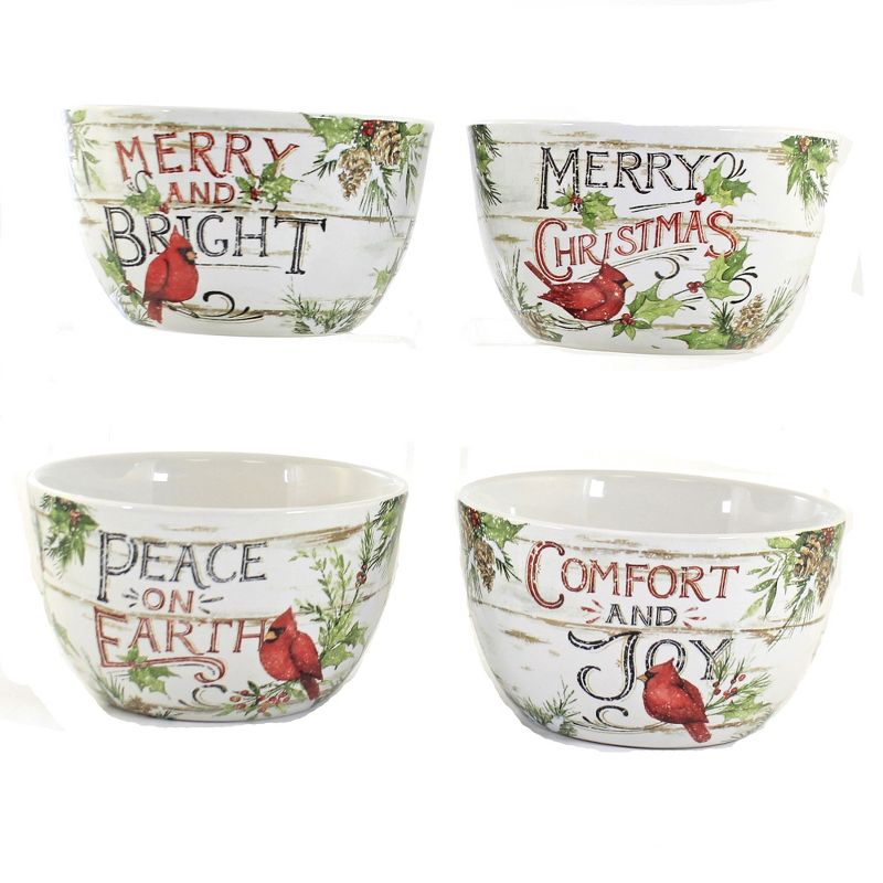 Tabletop 3.0" Evergreen Ice Cream Bowl Set/4 Cardinal Christmas Certified International  -  Serving Bowls