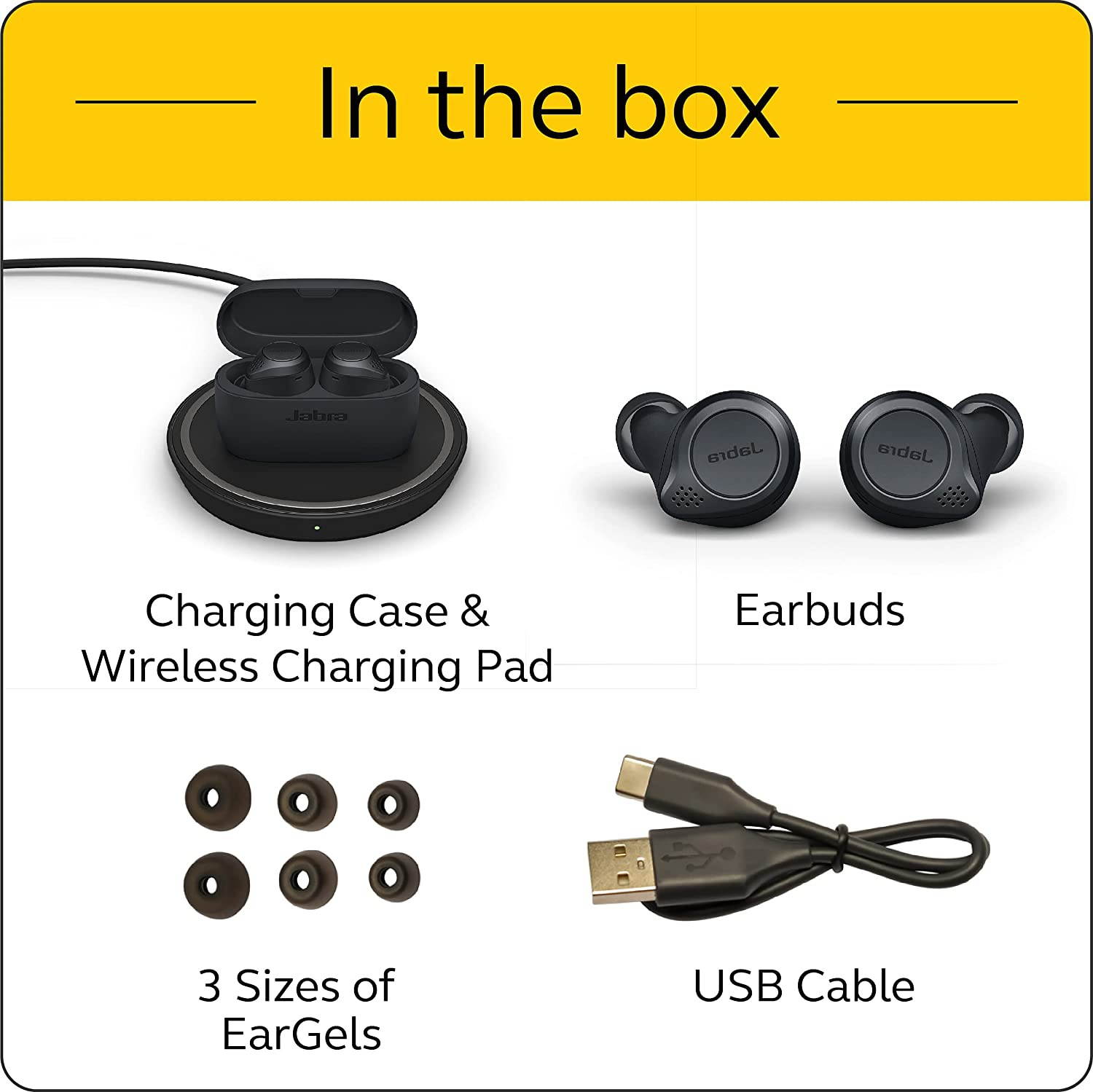 Jabra Elite Active 75t True Wireless Earbuds with Wireless Charging Enabled Case, Gray