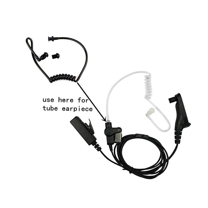 Replacement Acoustic Tube with Earbud Compatible for Motorola Kenwood Midland Two Way Radio  Replacement Coil Tube Black +2 Way Radio Open Ear Insert Earmold Ear Bud Ear Piece Medium Black