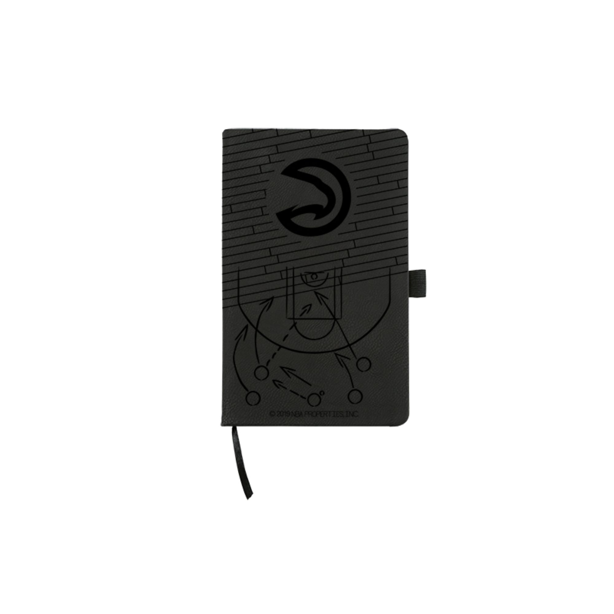 8.25" Black NBA Atlanta Hawks Engraved Notepad with Elastic Band
