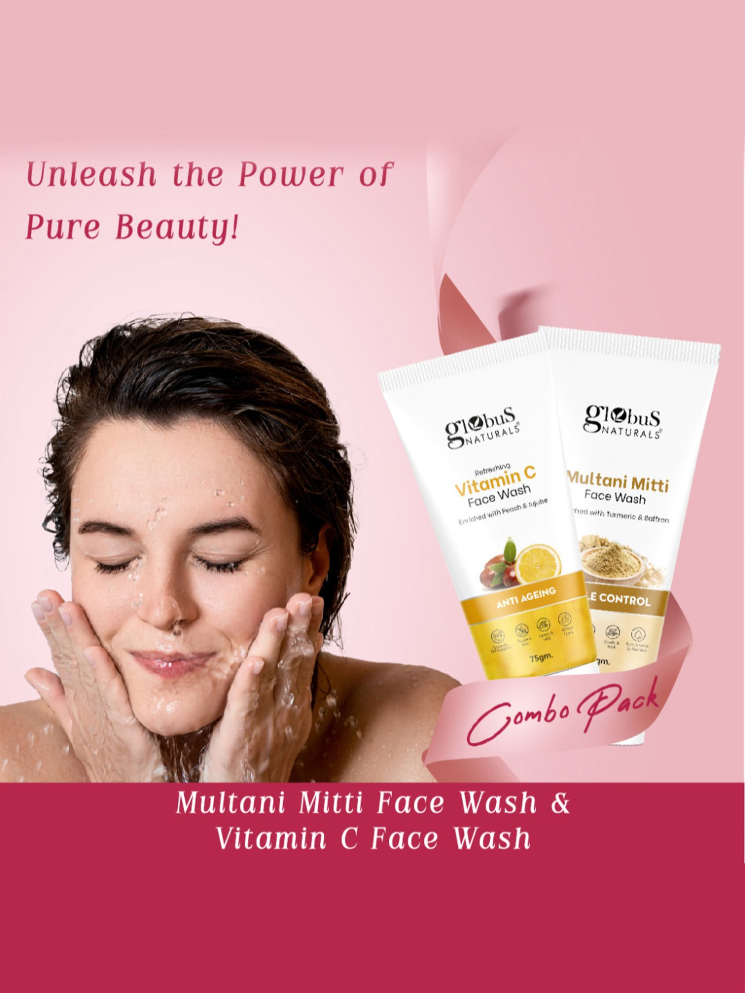 Globus Naturals Multani Mitti & Refreshing Vitamin C Face Wash Combo