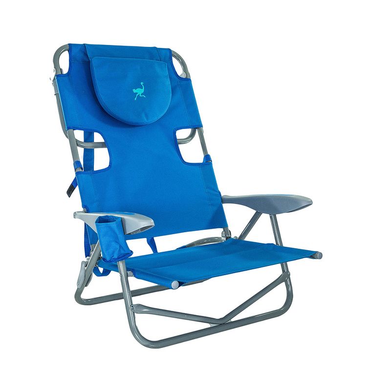 Copa Backpack Single Position Folding Aluminum Beach or Poolside Lounge Chair with Backpack Straps, Dark Blue