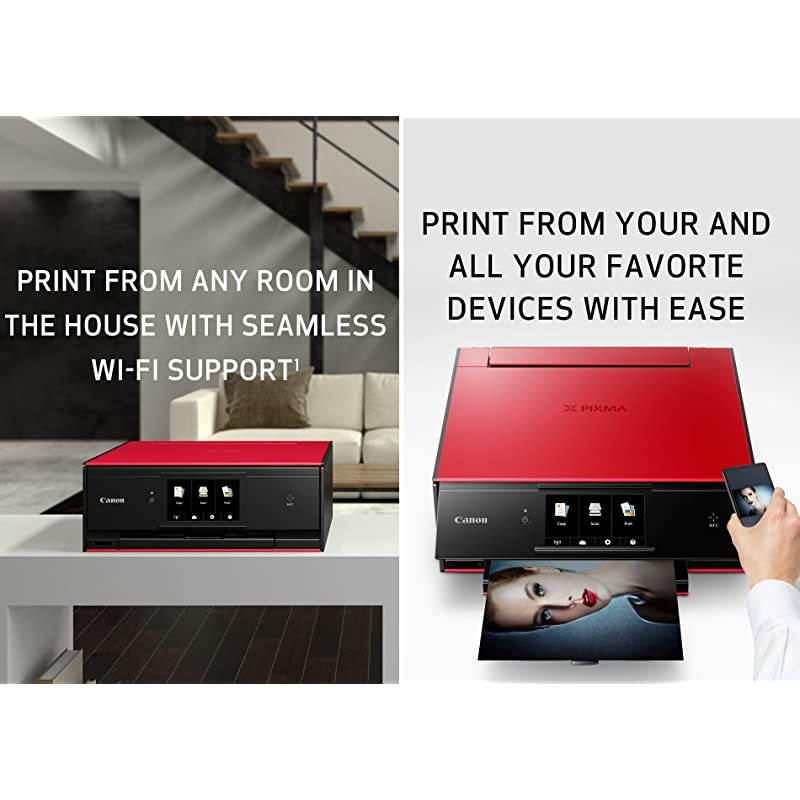TS9020 Wireless All-In-One Printer with Scanner and Copier: Mobile and Tablet Printing, with AirPrint and Google Cloud Print Compatible, Red