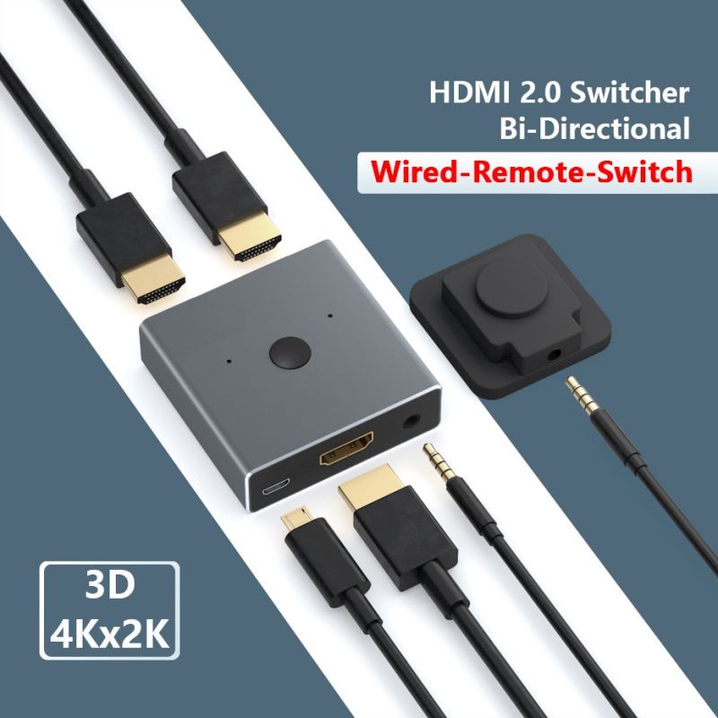 HDMI 2.0 Switch Splitter Adapter 1x2/2x1 2ports Switcher Mini 1 IN 2 OUT Splitter 2 IN1 OUT Switch Wired Control HD 2.0 4K For XBOX 360 PS4 Smart Android HDTV