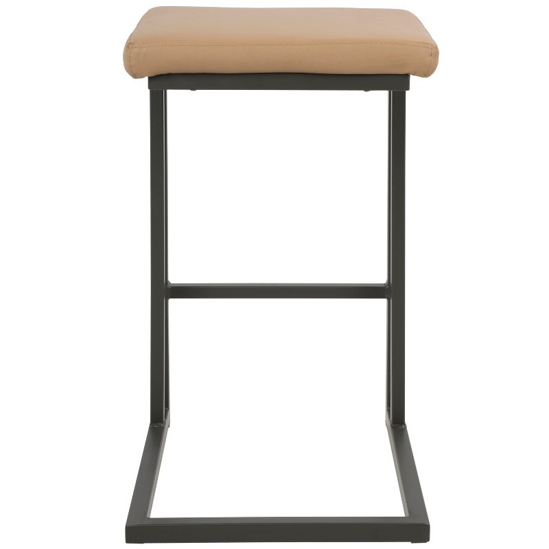 Wooden Barstool with Padded Seat and Open Backrest Blue/Brown - Benzara