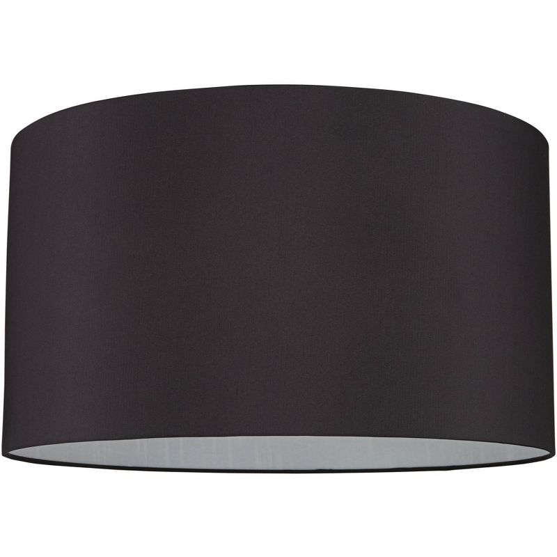 Black Faux Silk Large Hardback Drum Lamp Shade 23" Top x 23" Bottom x 13" Slant x 13" High (Spider) Replacement with Harp and Finial