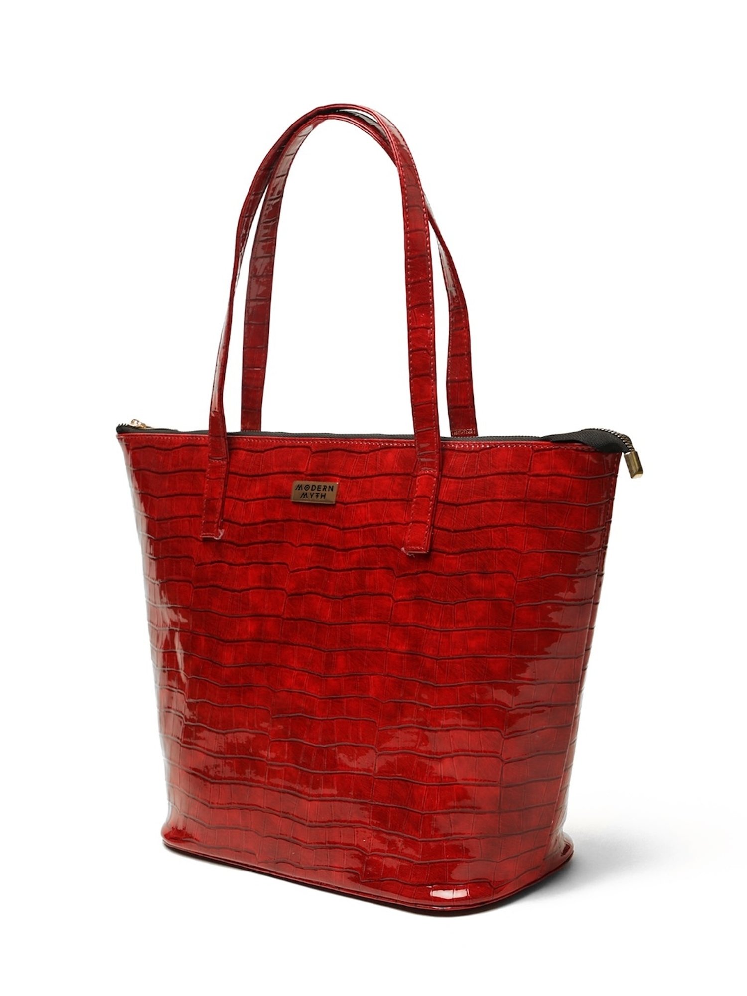 Modern Myth Epic Red Textured Large Tote Bag
