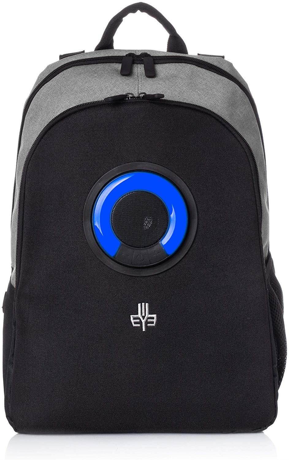 WOWmazing Backpack with Detachable Bluetooth Speaker - Water/Shock Proof Speaker Bag w/Built-in Battery Bank for iPhone & Android Phones - for School, Beach & Outdoor Parties (Gray)