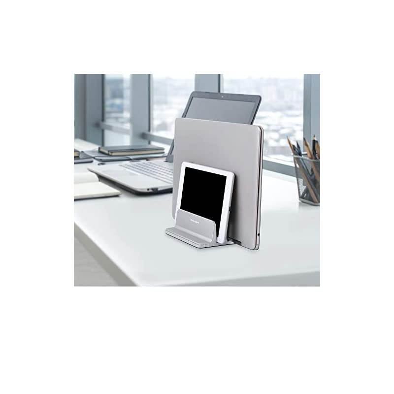 Vertical Laptop Stand Double Slot Adjustable Tablet Laptop Holder Aluminum Alloy Cooler Space-Saving Fits for Most Laptop