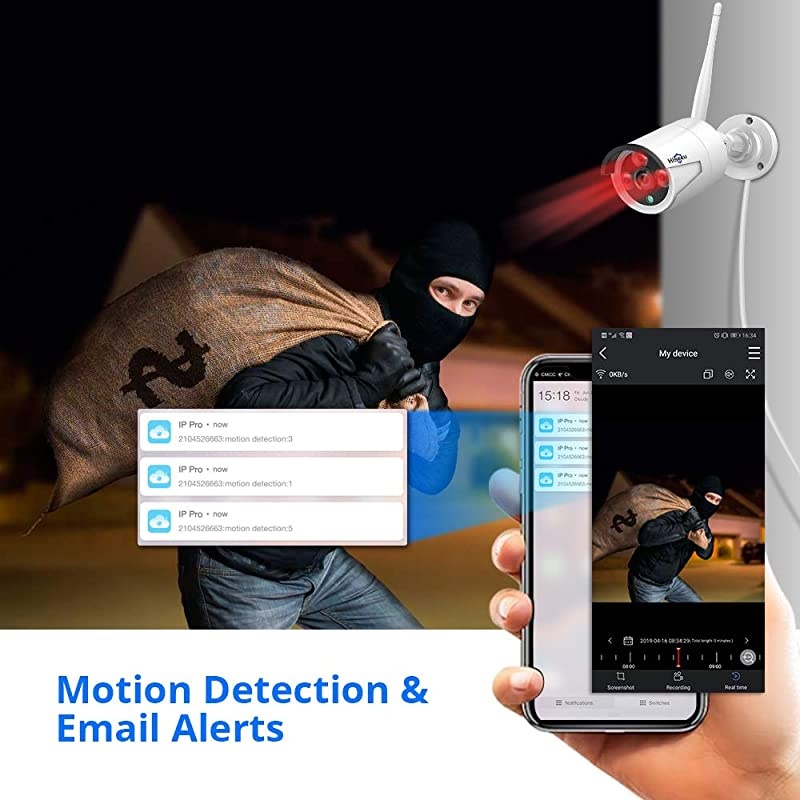 Add on 3MP 1080P Outdoor Wireless Security Camera, Waterproof Outdoor Indoor 3.6mm Lens IR Cut Day & Night Vision with Power Adapter, Compatible with  8CH Wireless Security Camera System